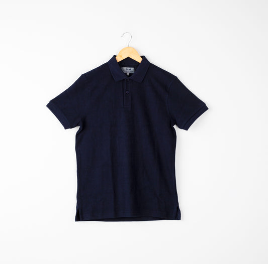 Azul Jacquard Manga Corta